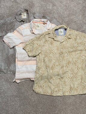 3 Tasso Elba Island Men's XL Hawaiian Button up Short Sleeve Dress shirts-USED-